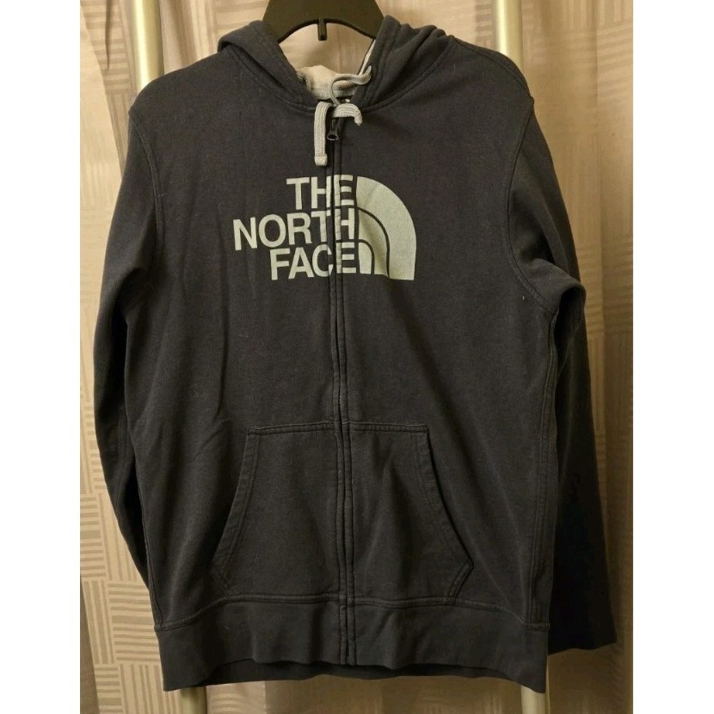 The North Face Womens Hoodie Size M‎ Navy Cotton Fleece Lined Pockets Full Zip